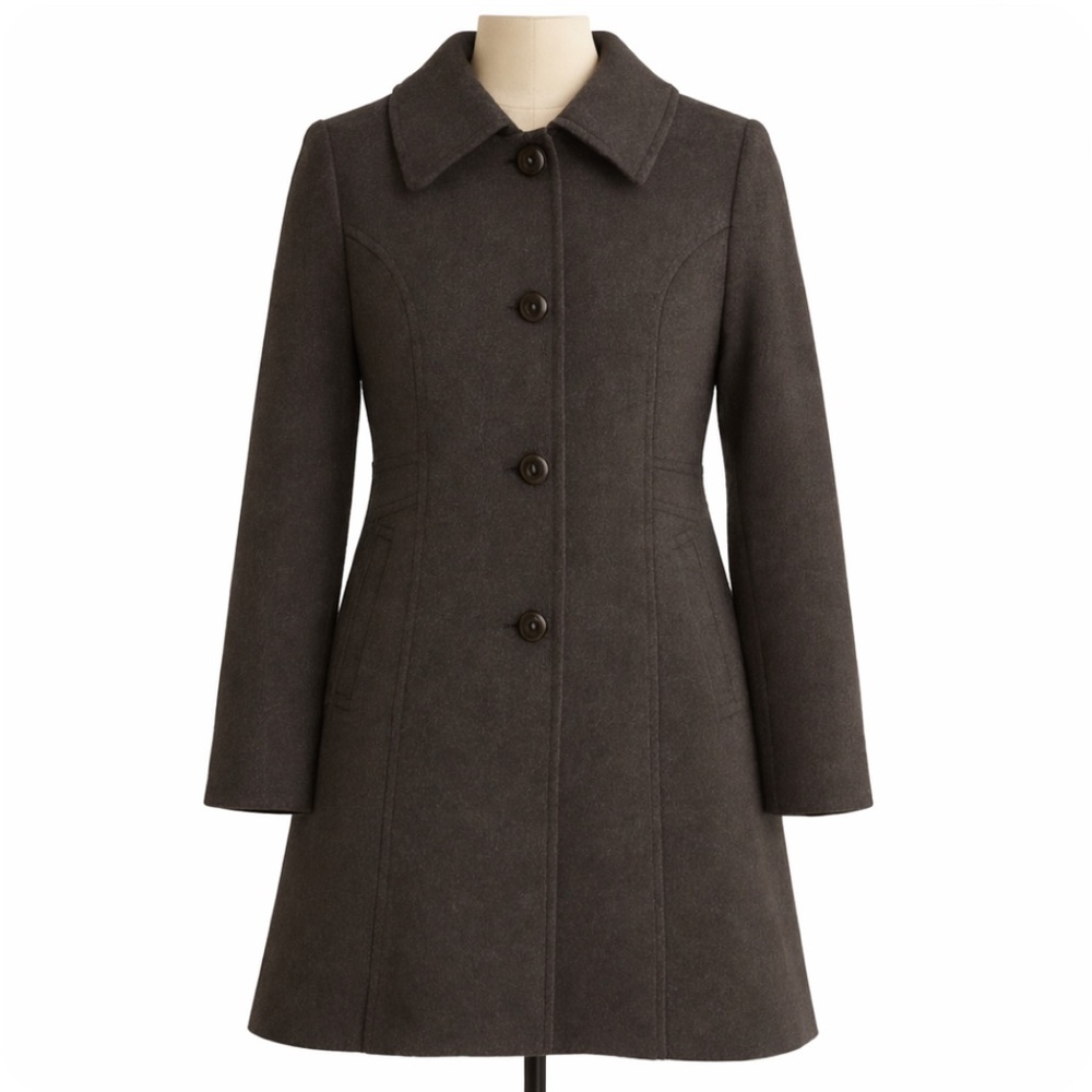 Cole Haan Charcoal Wool Cashmere Blend Mid-Length Winter Coat